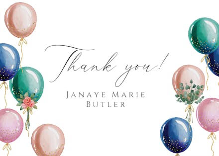 Balloon Spray - Graduation Thank You Card