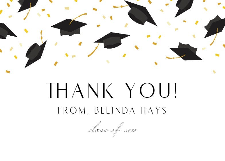 Caps off, party on -  free graduation thank you card