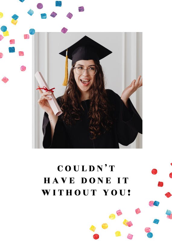 Colorful confetti -  free graduation thank you card