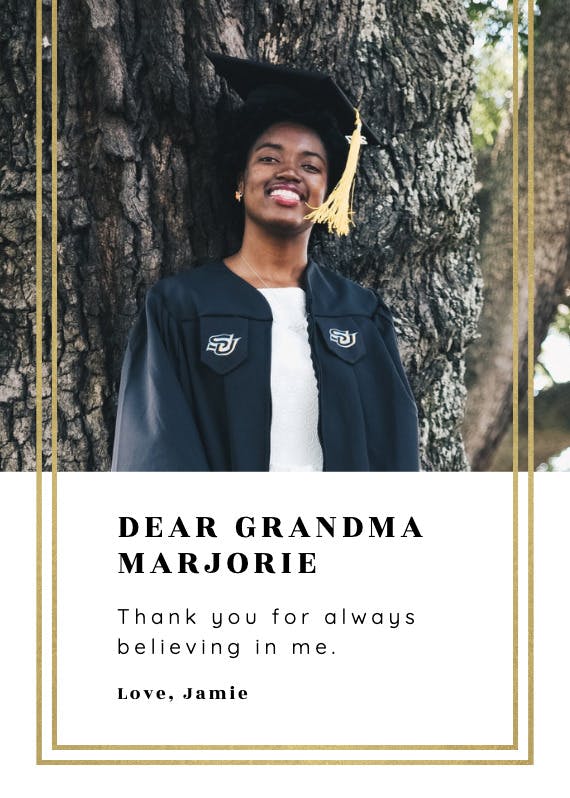 Fancy frame -  free graduation thank you card