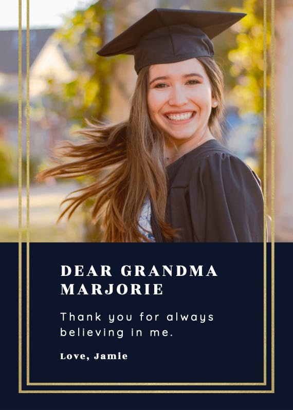 Fancy frame -  free graduation thank you card