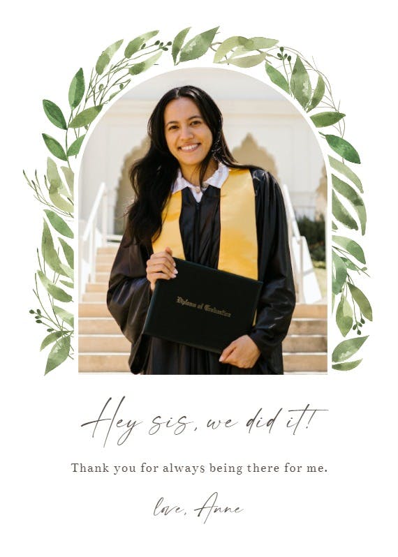 Feathery ferns - tarjeta de agradecimiento por la graduación