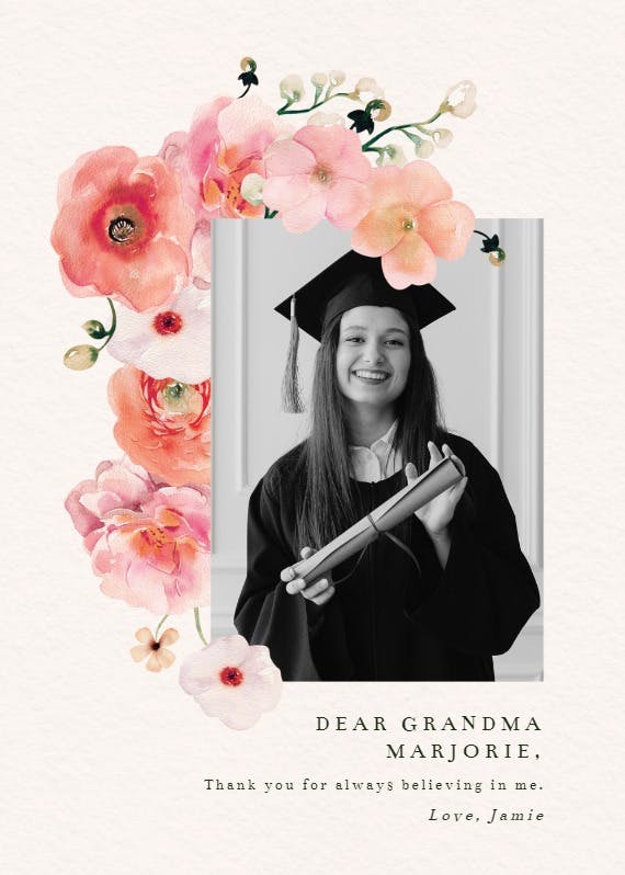 Floral bud - graduation thank you card