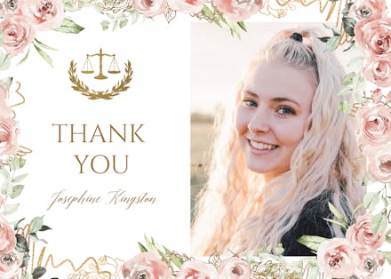 Floral law scales - Graduation Thank You Card