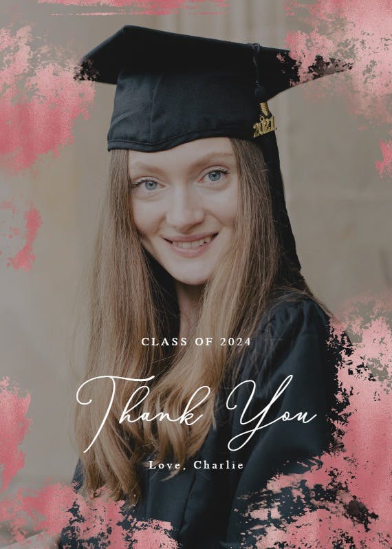 Foiled photo -  free graduation thank you card