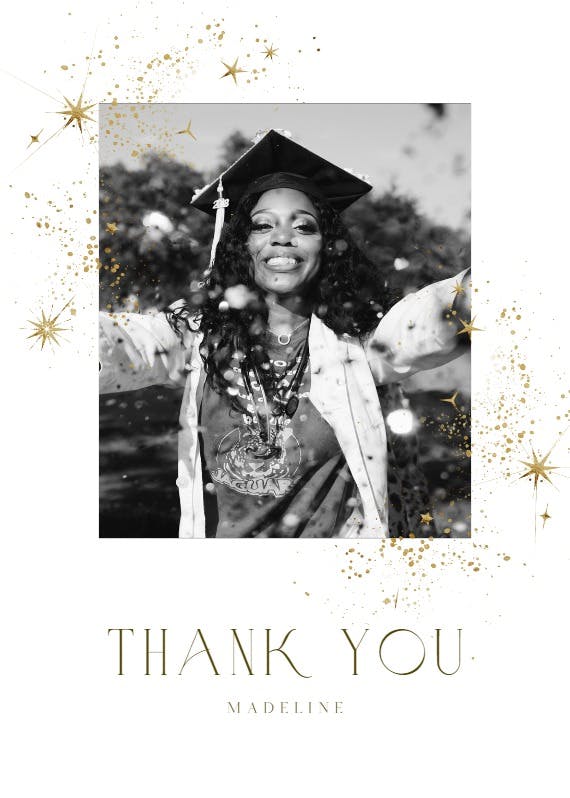 Galactic glitter grad -  free graduation thank you card