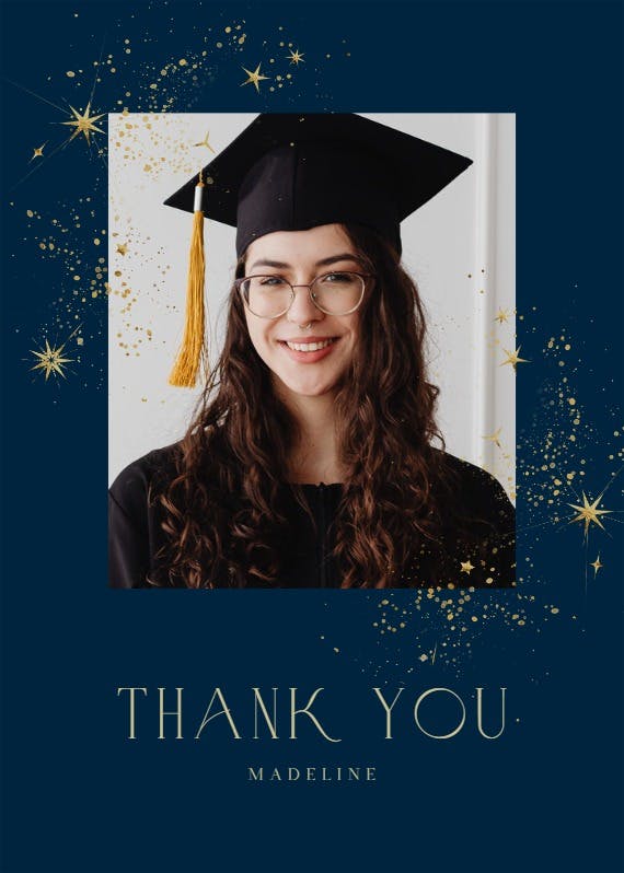 Galactic glitter grad - graduation thank you card