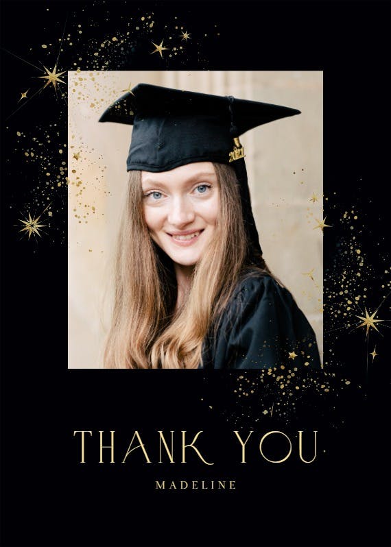 Galactic glitter grad - graduation thank you card