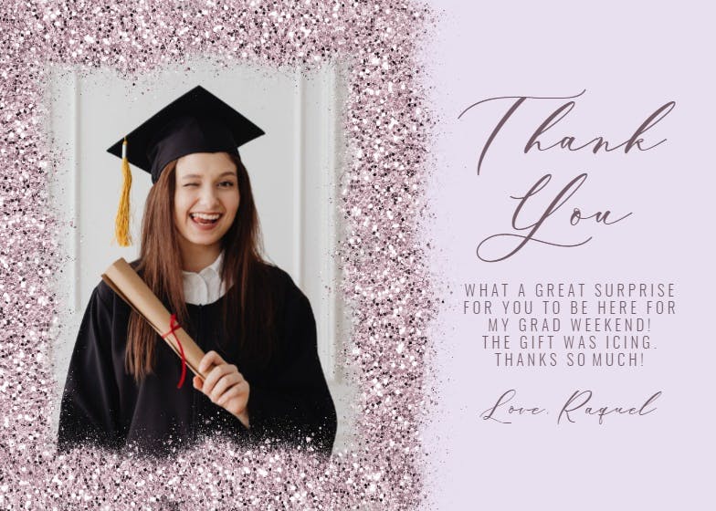 Glammed grad - graduation thank you card