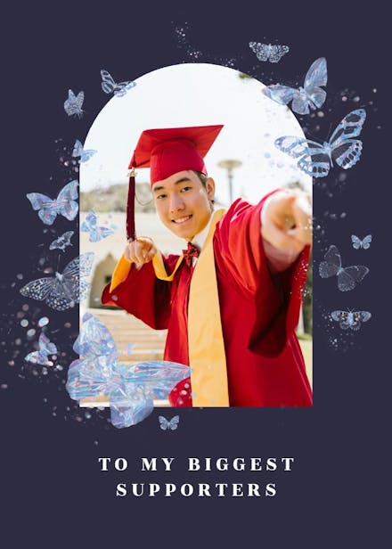Gleaming wings - graduation thank you card