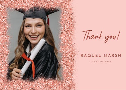 Glitter abstract - graduation thank you card
