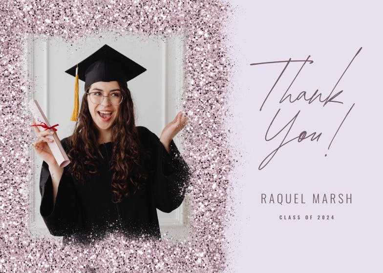 Glitter abstract - graduation thank you card