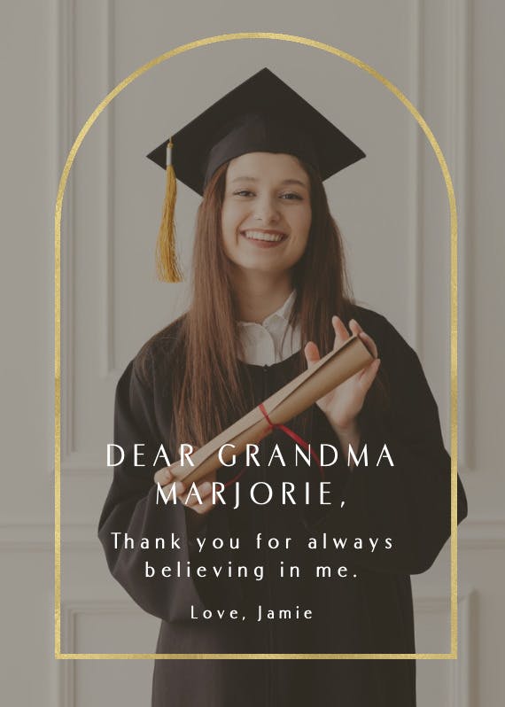 Gold arch -  free graduation thank you card