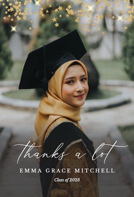 Gold Star Confetti - Graduation Thank You Card
