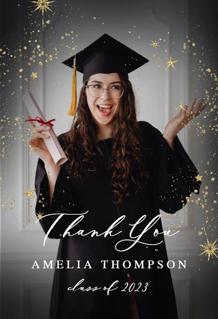 Golden stars and dots - Graduation Thank You Card