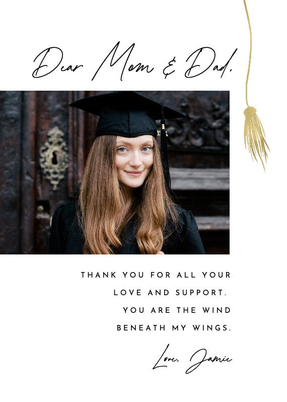 Golden tassel - tarjeta de agradecimiento por la graduación