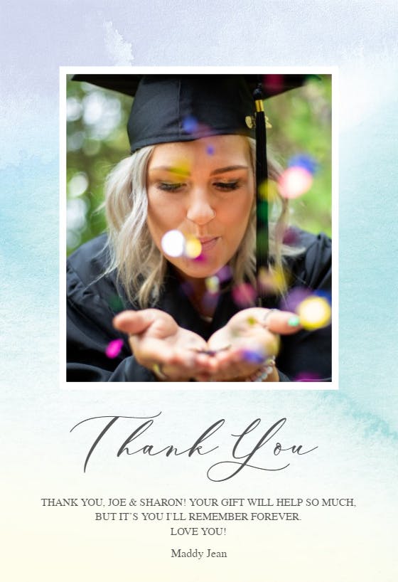 Graduated colors - graduation thank you card