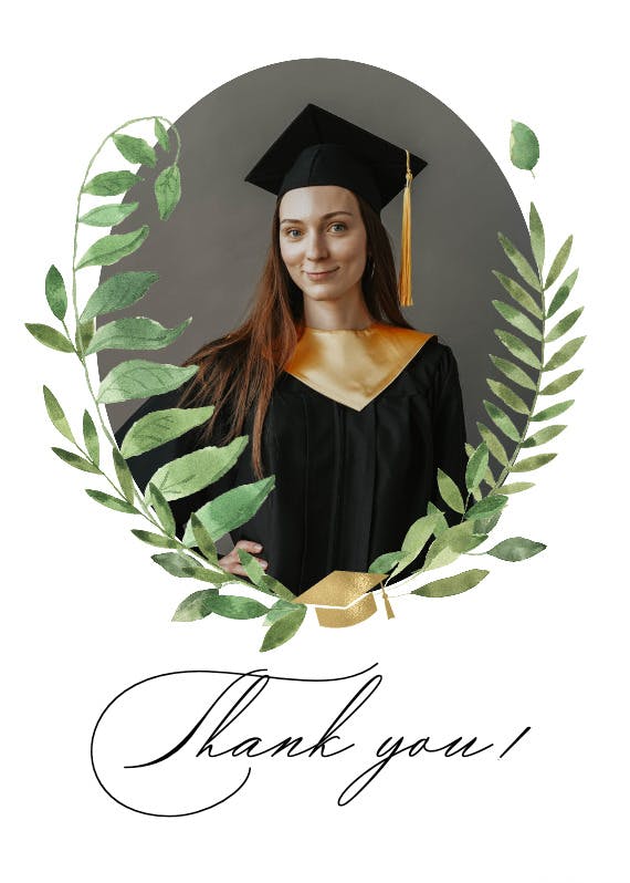 Green ferns wreath - tarjeta de agradecimiento por la graduación