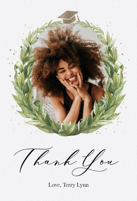 Green wreath - Graduation Thank You Card