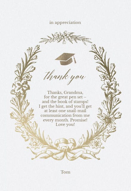 Honor Circlet - Graduation Thank You Card