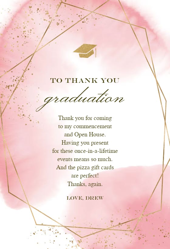 Misty modern - tarjeta de agradecimiento por la graduación