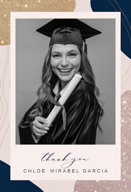 Modern abstract shapes - graduation thank you card