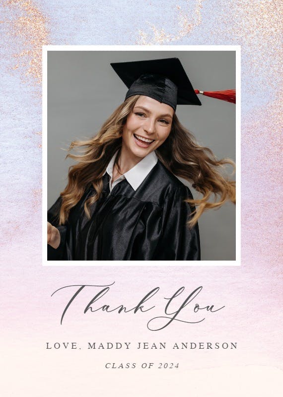 Ombre - tarjeta de agradecimiento por la graduación
