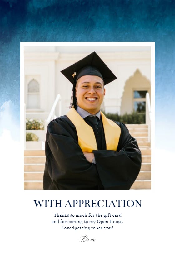 Ombre gradient - tarjeta de agradecimiento por la graduación