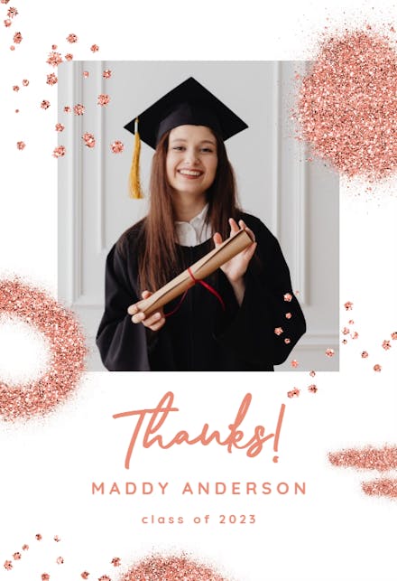 Pink Glitter Shapes - Free Graduation Thank You Card | Greetings Island