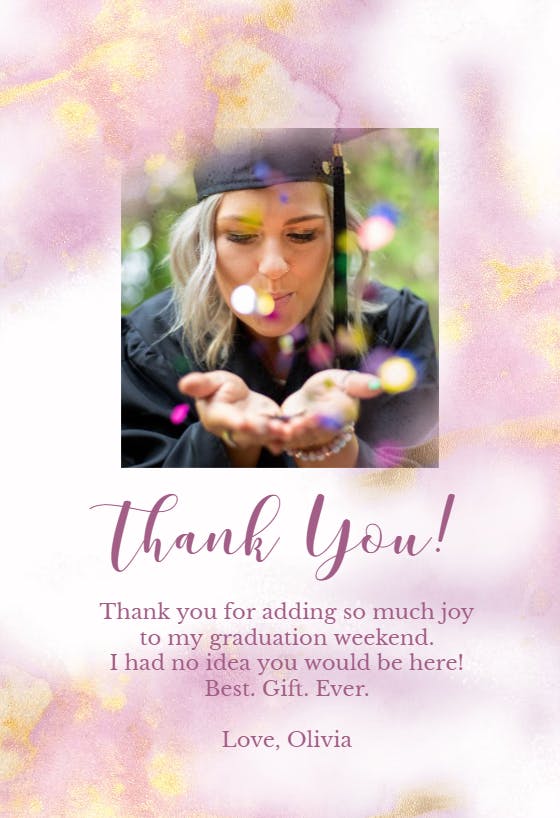 Pinkish - graduation thank you card