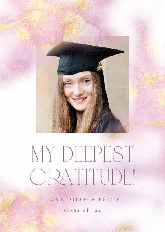 Pinkish aquarelle -  tarjeta de agradecimiento por la graduación gratis