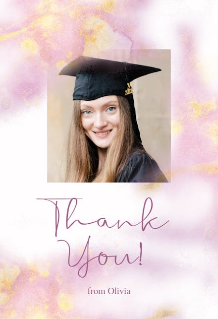 Pinkish aquarelle - Graduation Thank You Card
