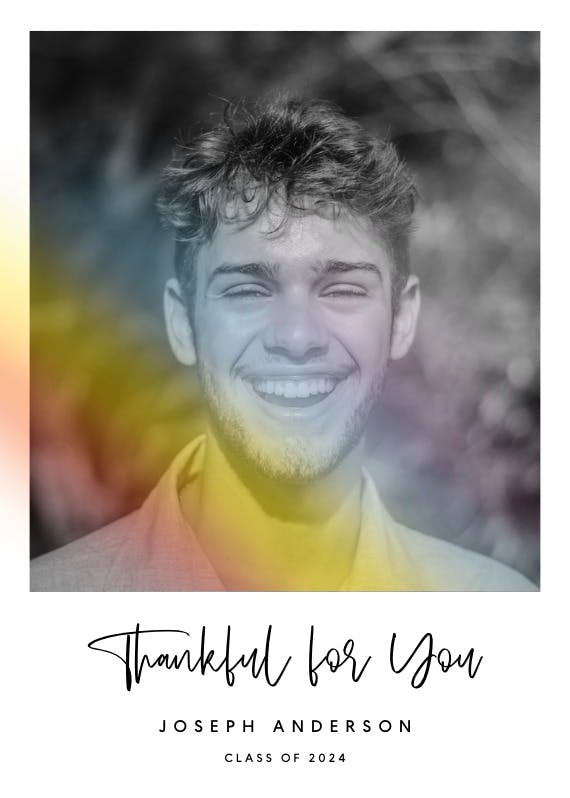 Rainbow light - tarjeta de agradecimiento por la graduación