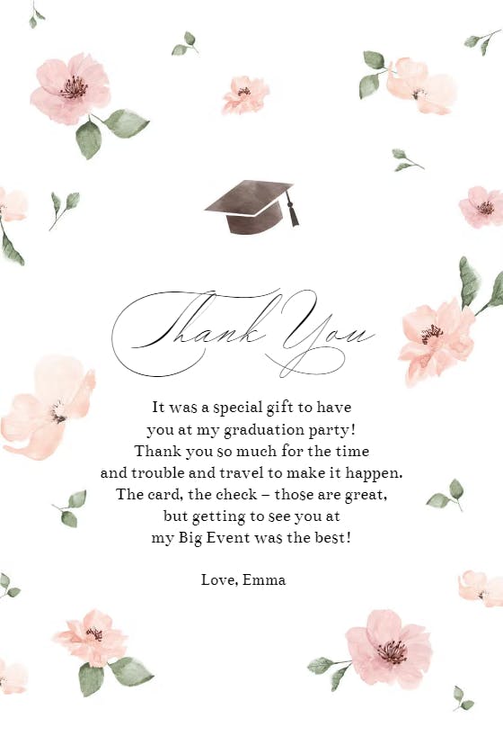 Scattered blossoms - graduation thank you card