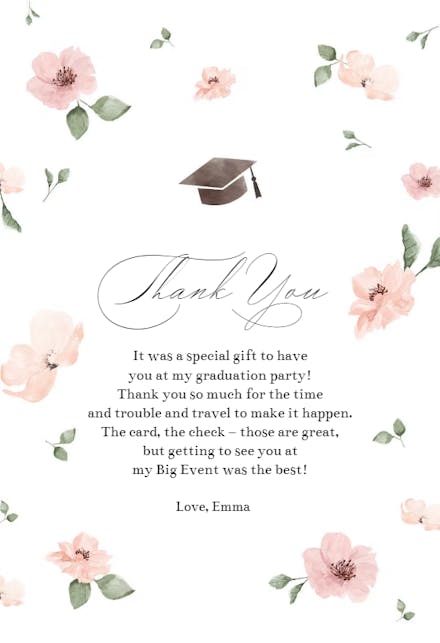 Scattered Blossoms - Graduation Thank You Card