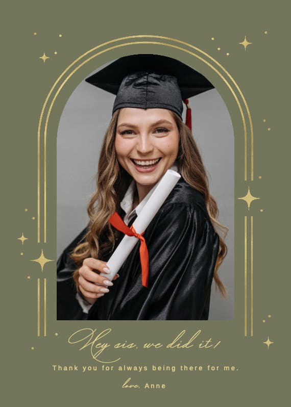 Sparkle arch -  free graduation thank you card