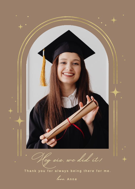Sparkle arch -  free graduation thank you card