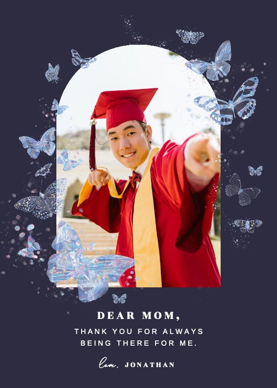 Spread your wings - tarjeta de agradecimiento por la graduación