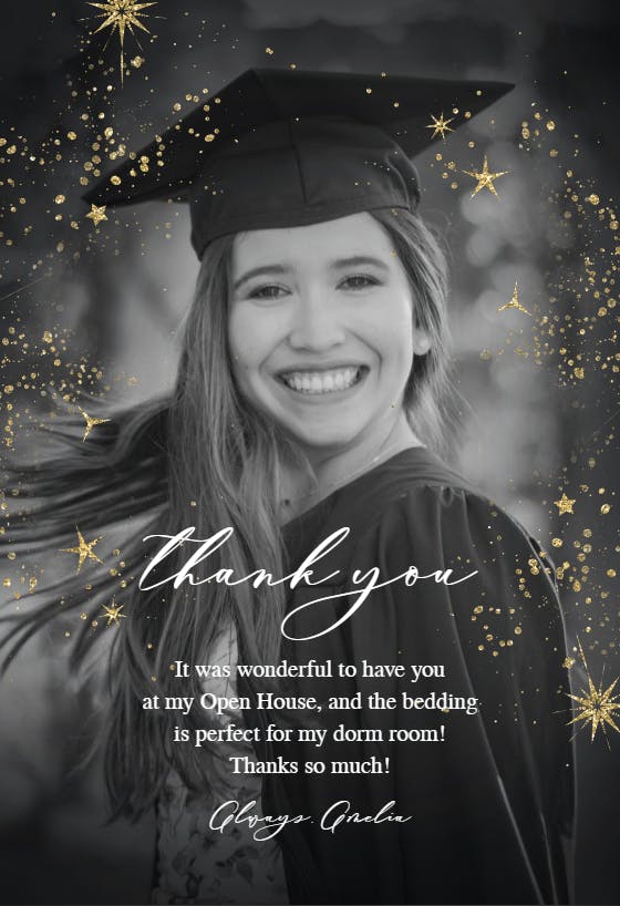 Star sparkled -  free graduation thank you card