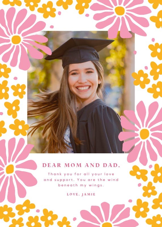 Warm florals - graduation thank you card