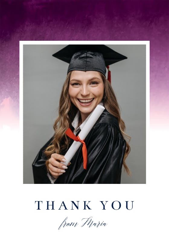 Watercolor -  free graduation thank you card