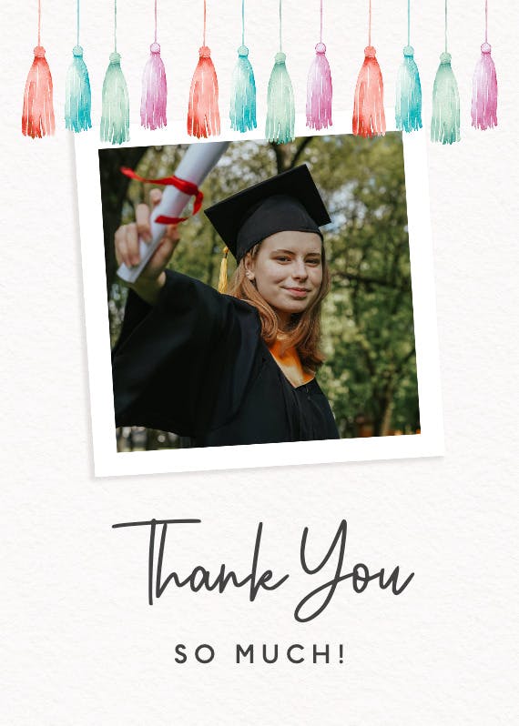 Watercolor tassel - tarjeta de agradecimiento por la graduación