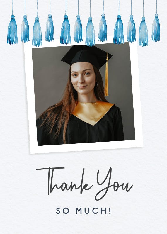 Watercolor tassel -  free graduation thank you card