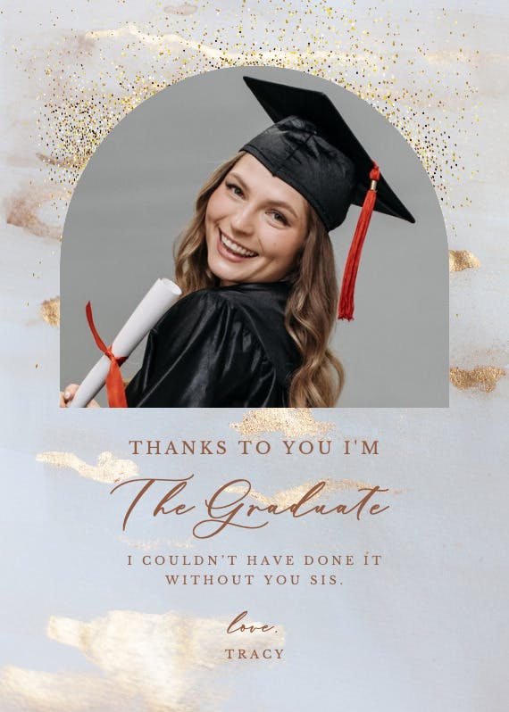 You are golden -  free graduation thank you card