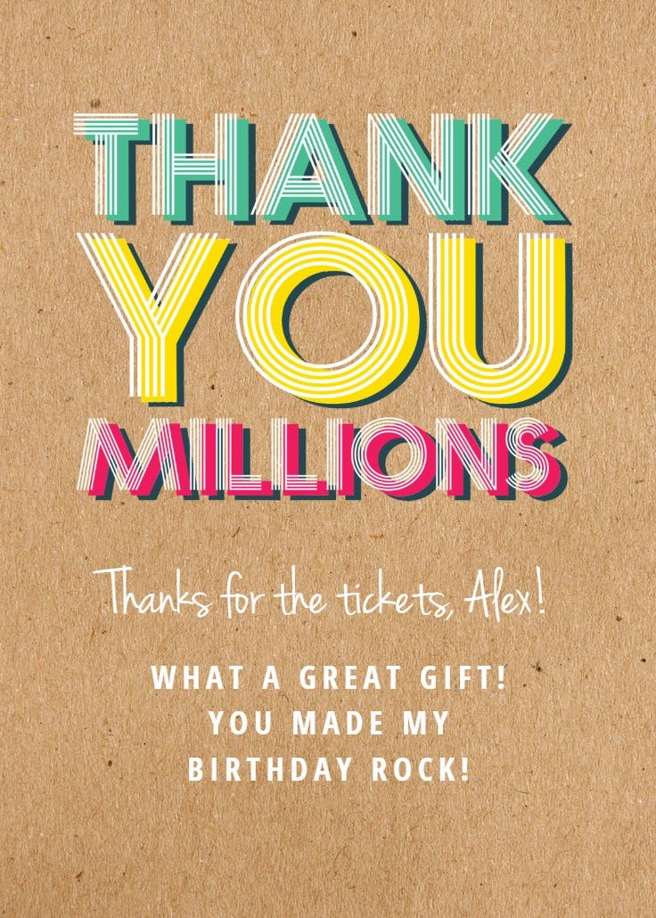 A million thanks - thank you card