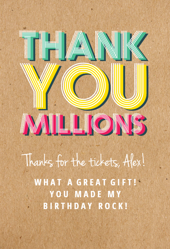 A Million Thanks - Thank You Card (Free) | Greetings Island