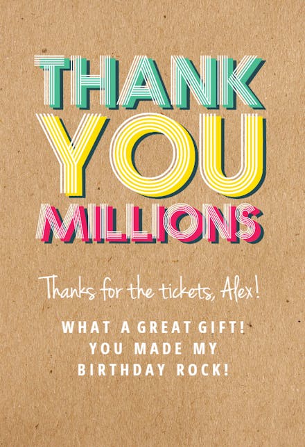 A Million Thanks - Thank You Card Template (Free) | Greetings Island