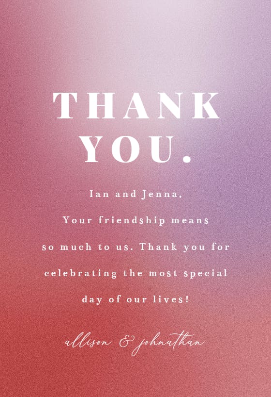 Aesthetic gradient - thank you card