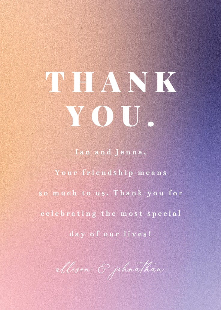 Aesthetic gradient - thank you card