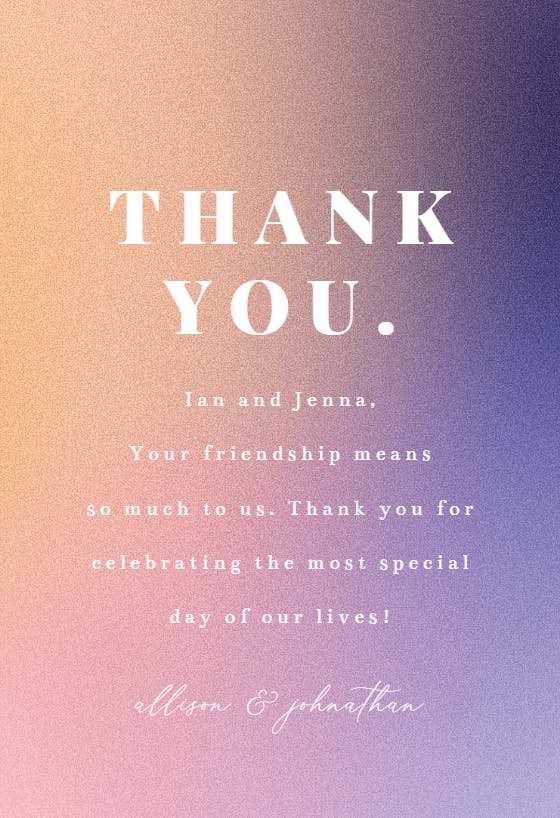 Aesthetic gradient - thank you card